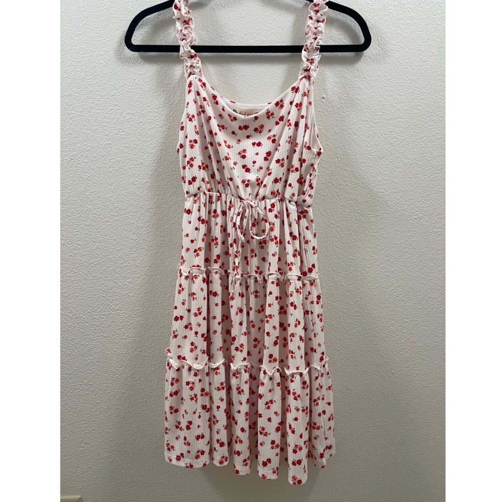 Pink red and white floral sundress